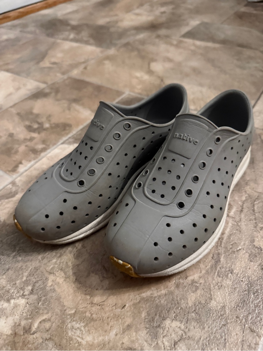 Native Grey Perforated Slip-On Shoes